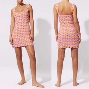 SOLID & STRIPED Pink and Yellow Floral Mini Dress